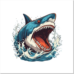 SHARK AND JAWS COLORED CARTOON STYLE, CROCO Posters and Art